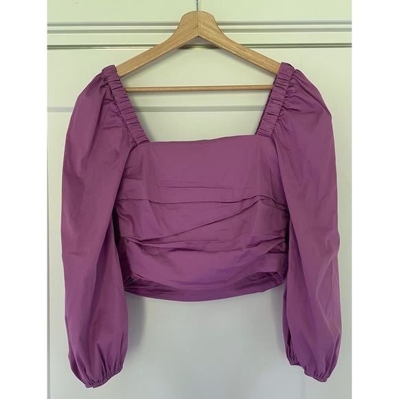 Veronica Beard Kayla gathered cropped blouse Purple 8 - Picture 6 of 8